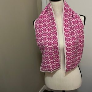 Coach 100% Wool Scarf Pink/Cream
